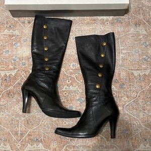Charles David knee high black leather boots -